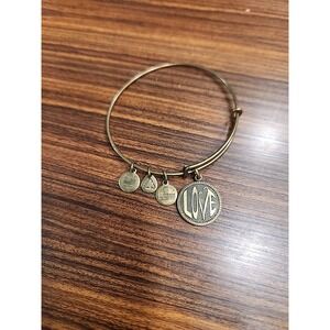 Alex and Ani Bronze Gold Love Charm Bracelet Bangle Energy 2.5"‎ Diameter